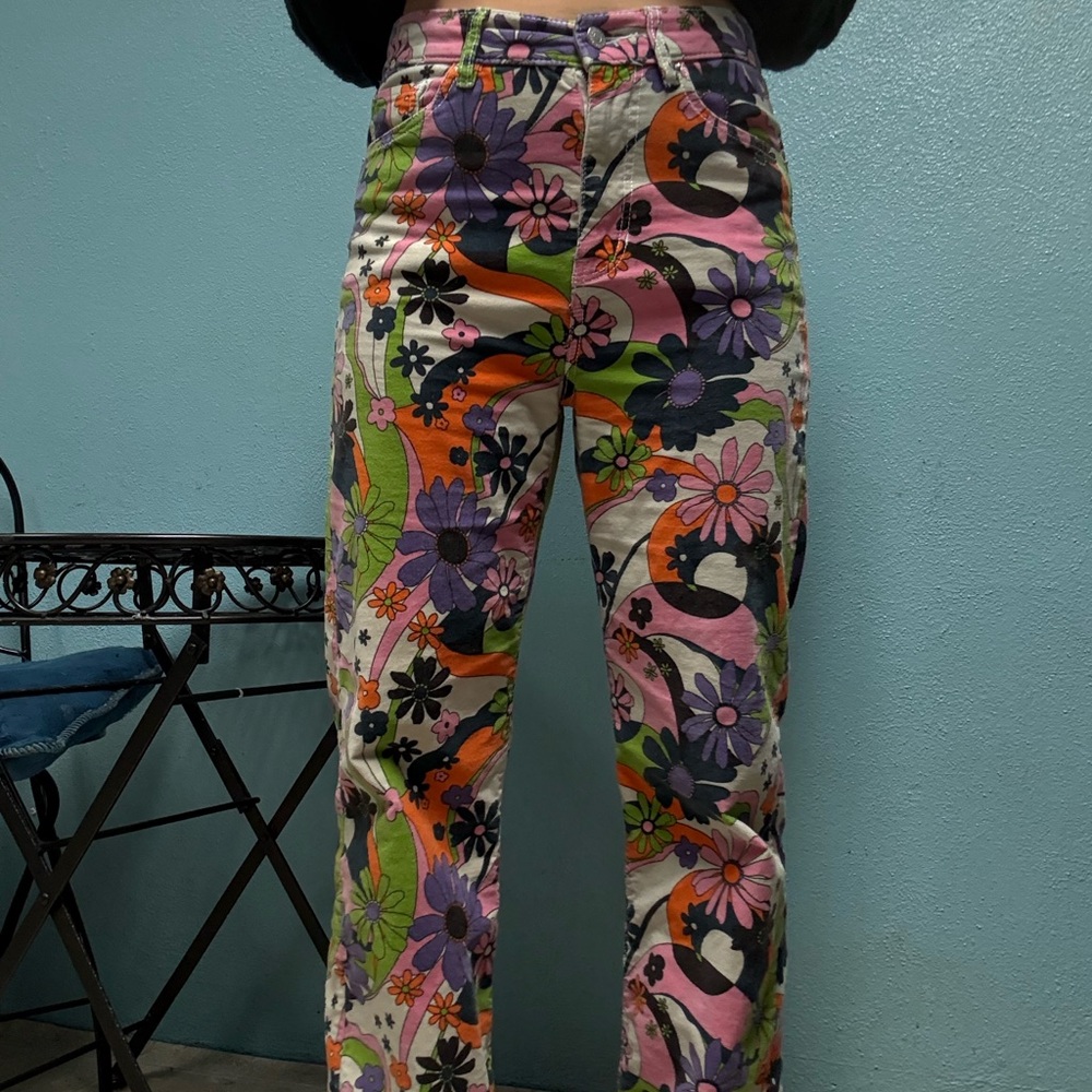 BDG Pink and Black Floral Pants
